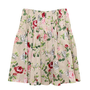 CAbi Floral Skirt in Beige and Red